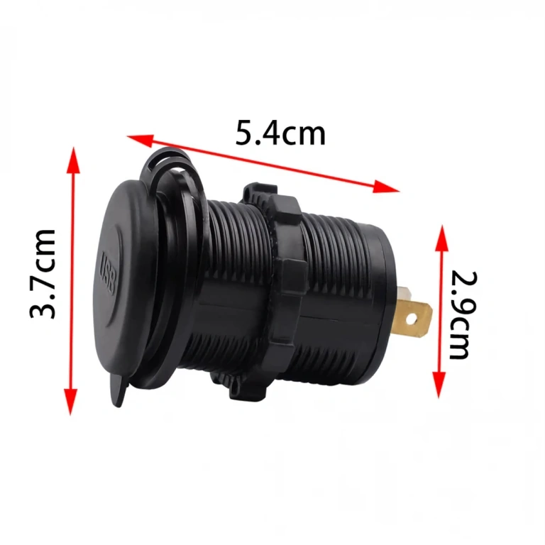 Gniazdko z podwójnym portem USB do montażu w samochodzie, motocyklu lub łodzi