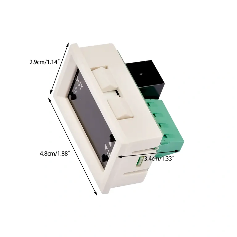 Wymiary modułu przekaźnika timer 12V Dokładne wymiary modułu przekaźnikowego z wyświetlaczem LED