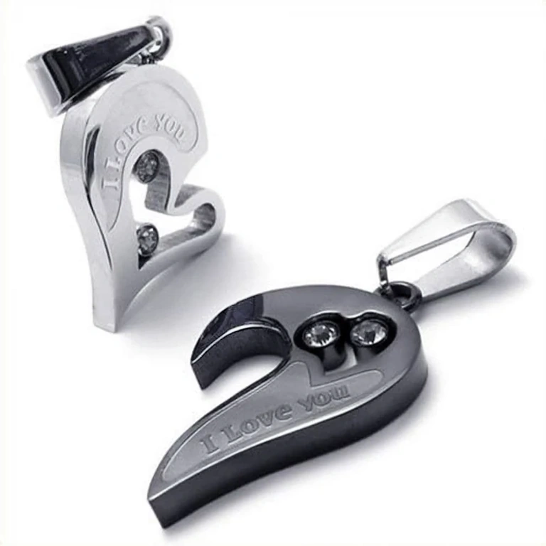 Wisiorki dwa serca dla par Dwa wisiorki serca dla zakochanych par