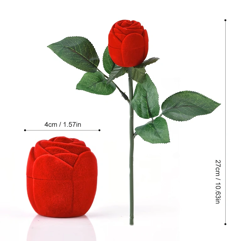 Pudełko zaręczynowe aksamitna róża Pudełko zaręczynowe – aksamitny design róży