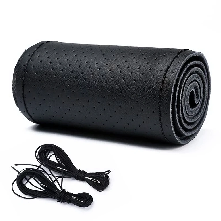 Zestaw do szycia pokrowca na kierownicę – skóra naturalna Zestaw pokrowców na kierownicę z igłą i nicią do montażu DIY