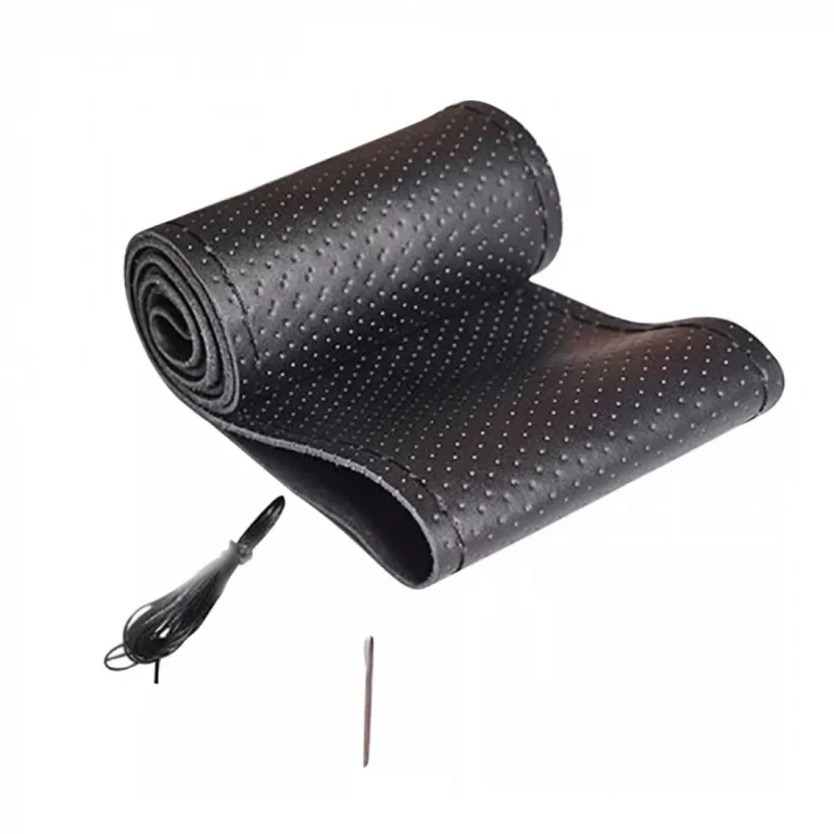 Uniwersalny pokrowiec skórzany na kierownicę 37-38cm Uniwersalny pokrowiec ze skóry naturalnej na kierownice samochodowe