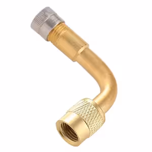 Przedłużka Wentyla Samochodowego Metalowa z Zaworem – Rozszerzenie 90° do Ciężarówki, Roweru i Hulajnogi Elektrycznej