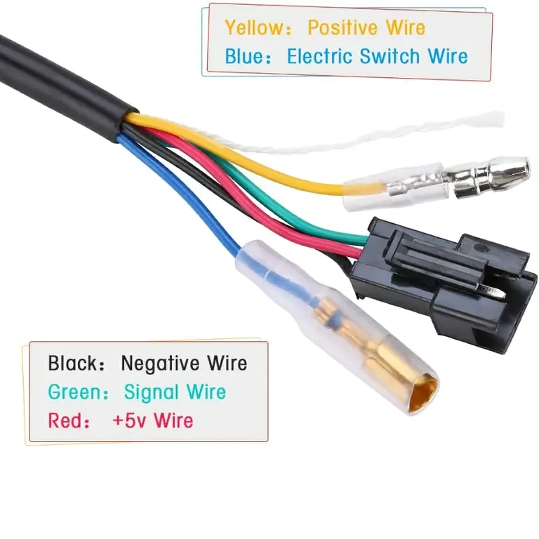 Schemat przewodów do poprawnego montażu manetki przyspieszenia z wyświetlaczem napięcia