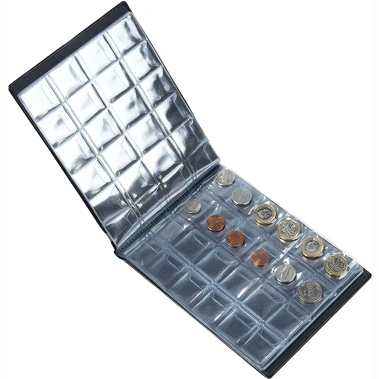 Suport monede tip carte pentru expunere și colecționare Album tip carte cu 240 de locașuri pentru monede