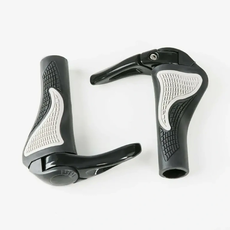 Czarne ergonomiczne gripy do MTB z systemem lock-on Czarne gumowe gripy, ergonomiczne, mocowanie lock-on do roweru MTB