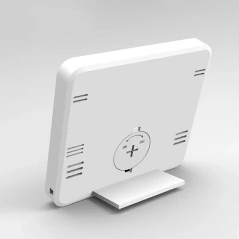 Biały przyrząd do pomiaru temperatury i wilgotności Cyfrowy termometr i higrometr o kompaktowym designie i białym kolorze