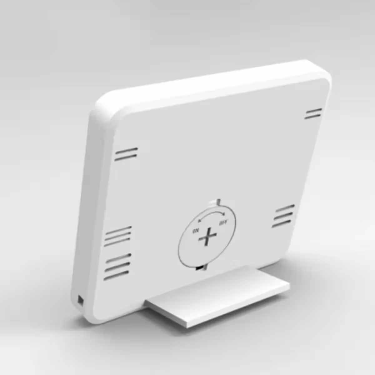 Cyfrowy termometr i higrometr o kompaktowym designie i białym kolorze