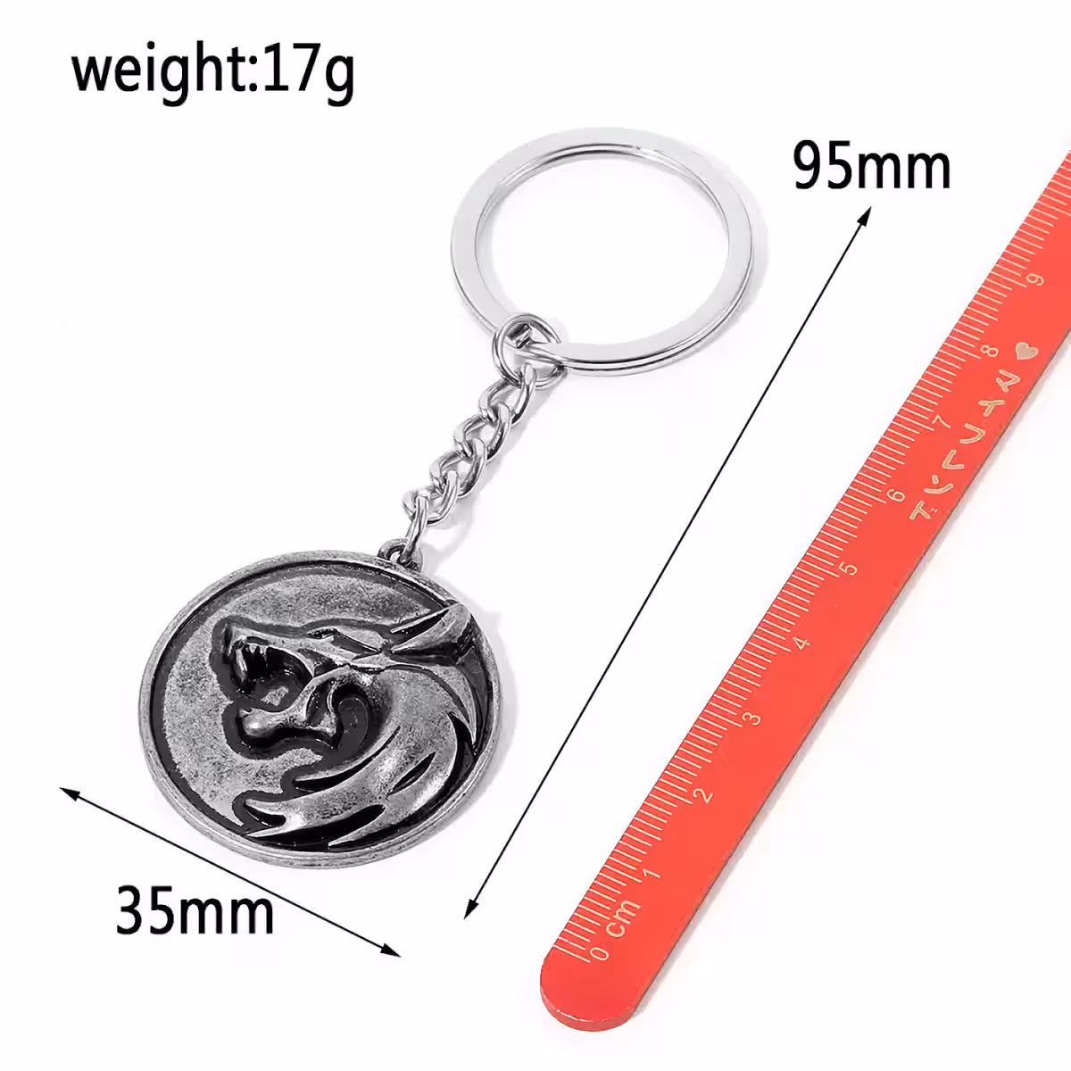 Męskie akcesoria z designem wilka Wiedźmin, srebrny postarzanego metalu