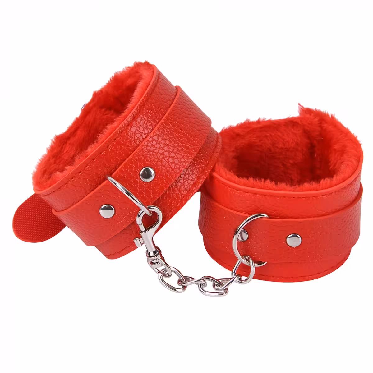 Różowe pluszowe kajdanki z łańcuchem, akcesoria erotyczne dla par