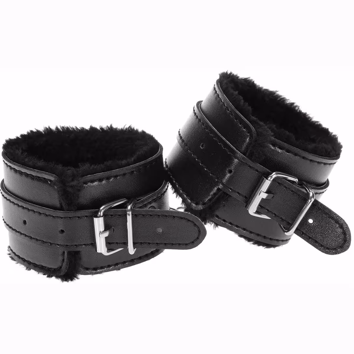 Eleganckie czarne kajdanki z ekoskóry do odgrywania ról i dominacji w parze