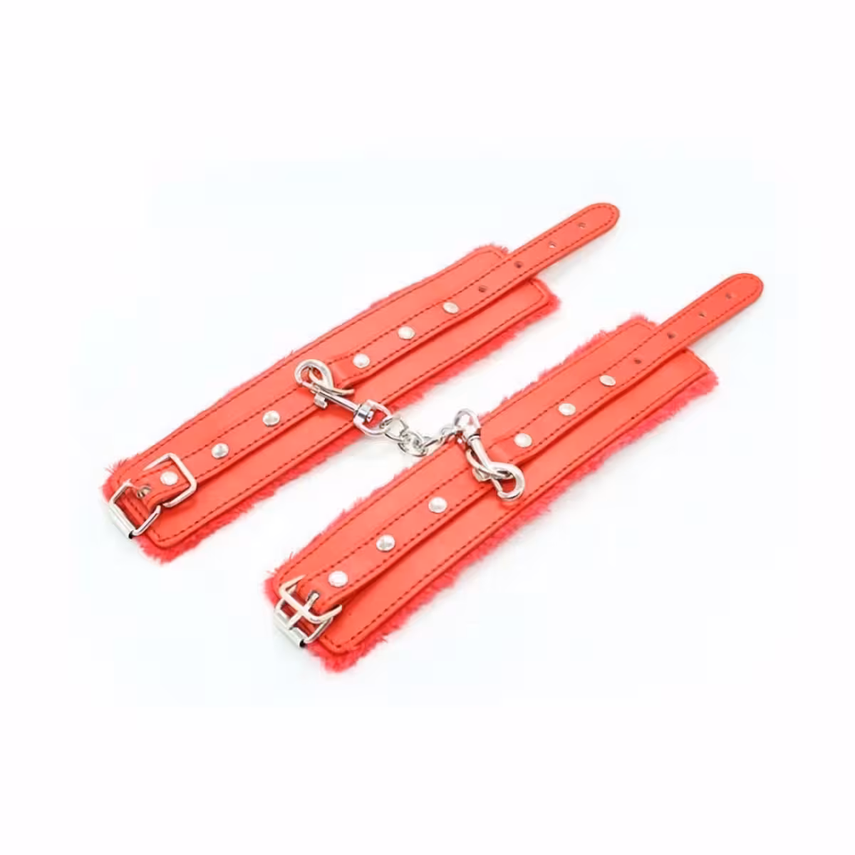 Wygodne kajdanki na nadgarstki z ekoskóry i pluszu