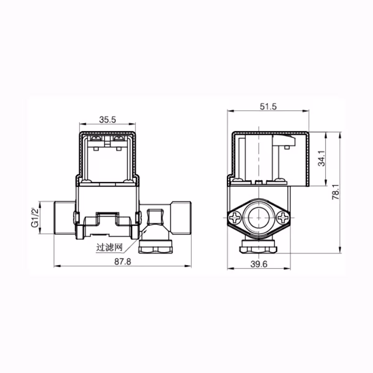 Solenoid 12V normalnie zamknięty z filtrem i plastikową osłoną ochronną