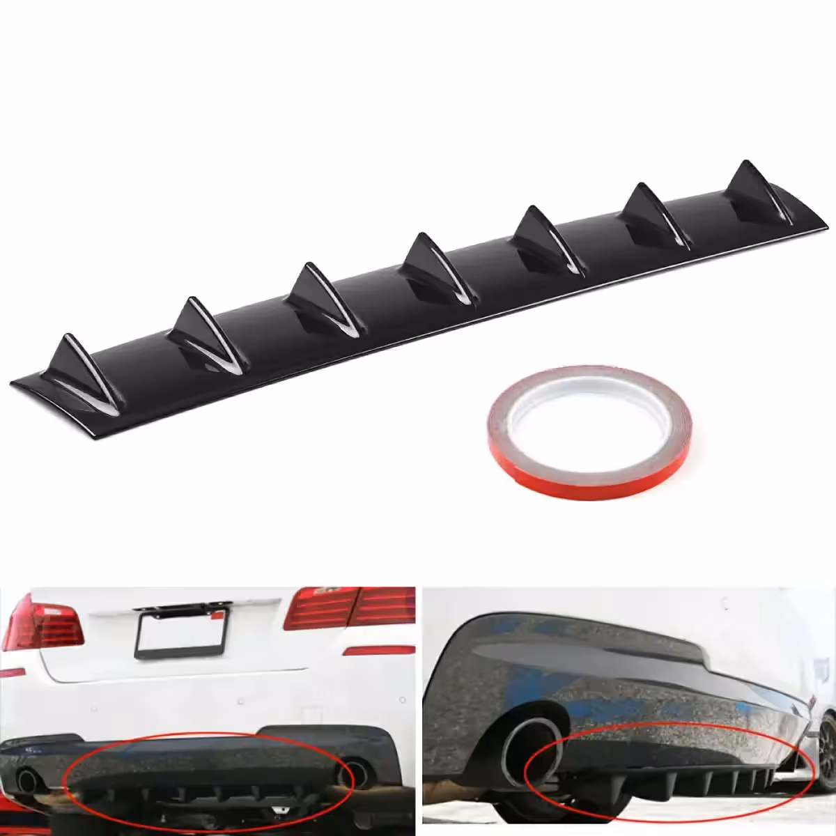 Uniwersalny dyfuzor ABS do tylnego zderzaka, łatwy montaż z taśmą dwustronną