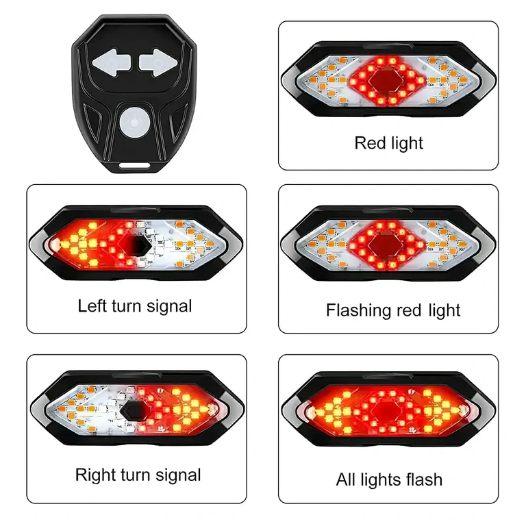 Zestaw lamp kierunkowskazów rowerowych z akumulatorem Lampa z wbudowanym akumulatorem, łatwa do ładowania