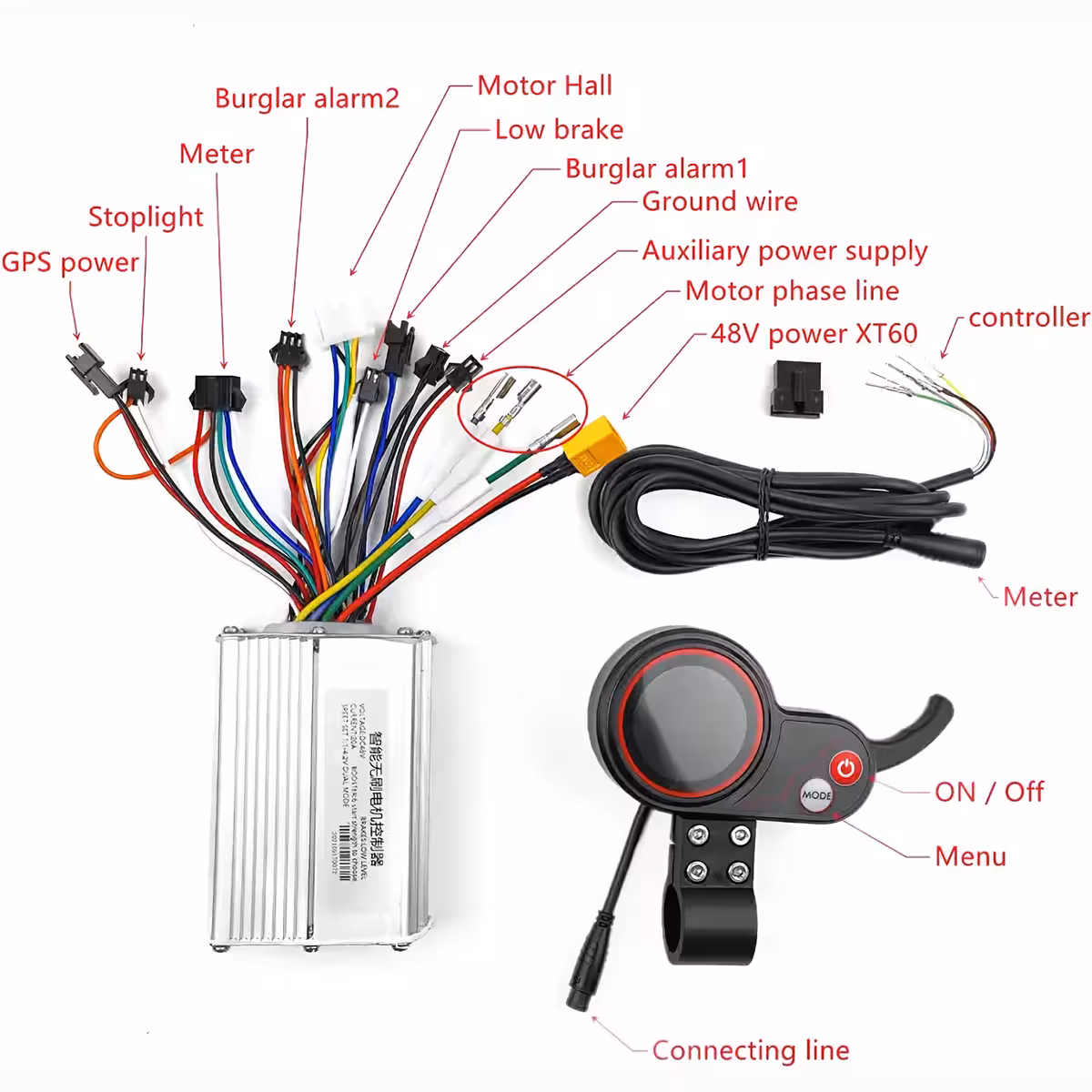 Kompletny zestaw z kontrolerem 48V i manetką gazu do hulajnóg elektrycznych