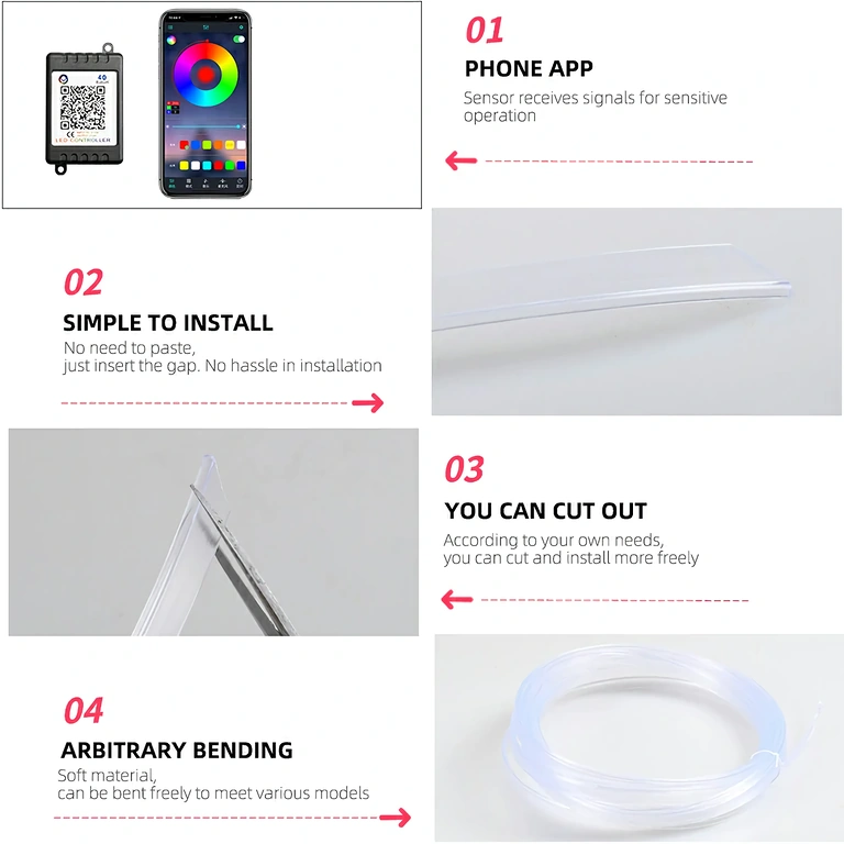 Elastyczny przewód neonowy RGB do samochodu Elastyczny kabel neonowy RGB do dekoracji auta