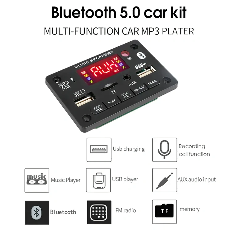 Płytka odtwarzacza MP3 z Bluetooth i FM Moduł z odtwarzaczem MP3, radiem FM i Bluetooth 5.0 do projektów DIY