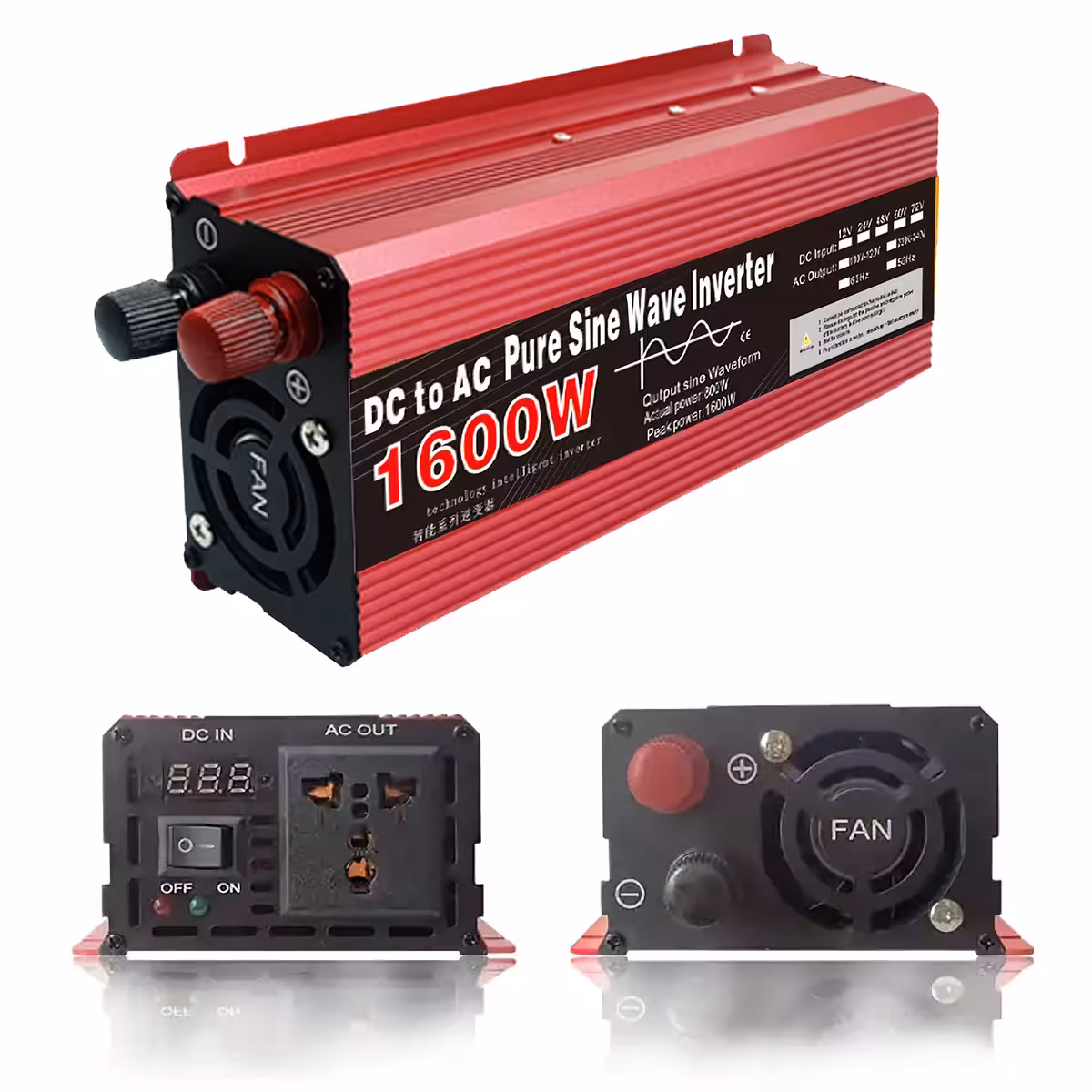 Wysokowydajny inwerter 1600W z ochroną przeciążeniową i zwarciową