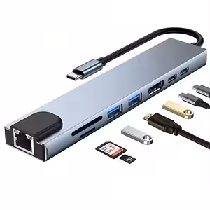 Hub USB-C 8 w 1 z HDMI 4K, RJ45, USB 3.0 i Power Delivery do MacBook, Dell, Lenovo