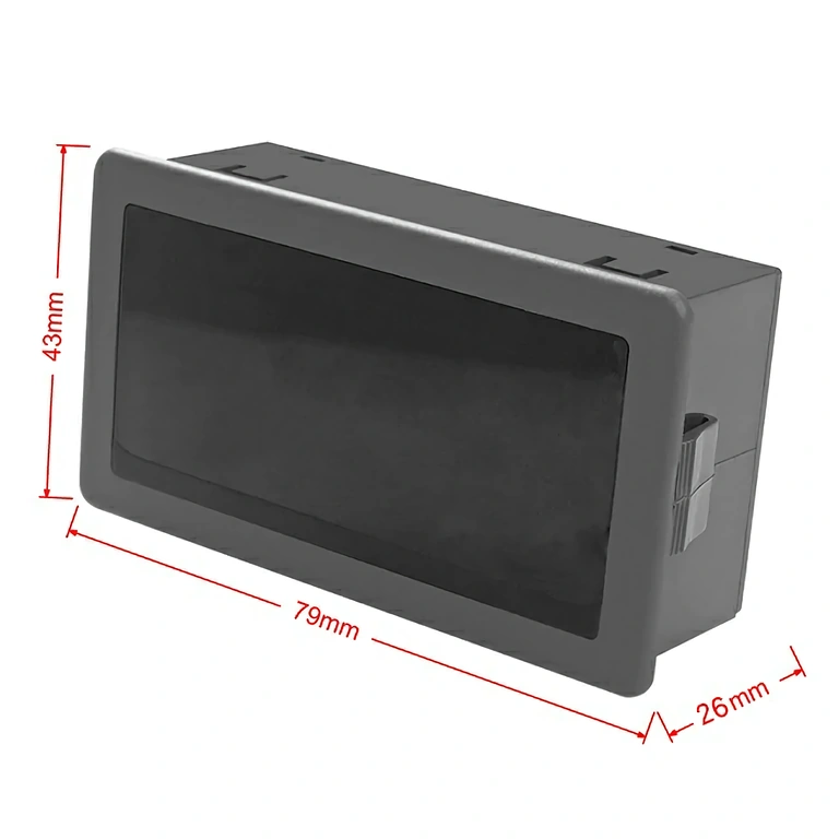 Wymiary przednie obrotomierza cyfrowego Obraz zewnętrznych wymiarów obrotomierza elektronicznego