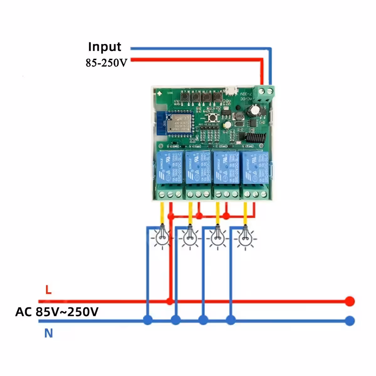 Przykład podłączenia inteligentnego przełącznika Tuya do instalacji oświetleniowej