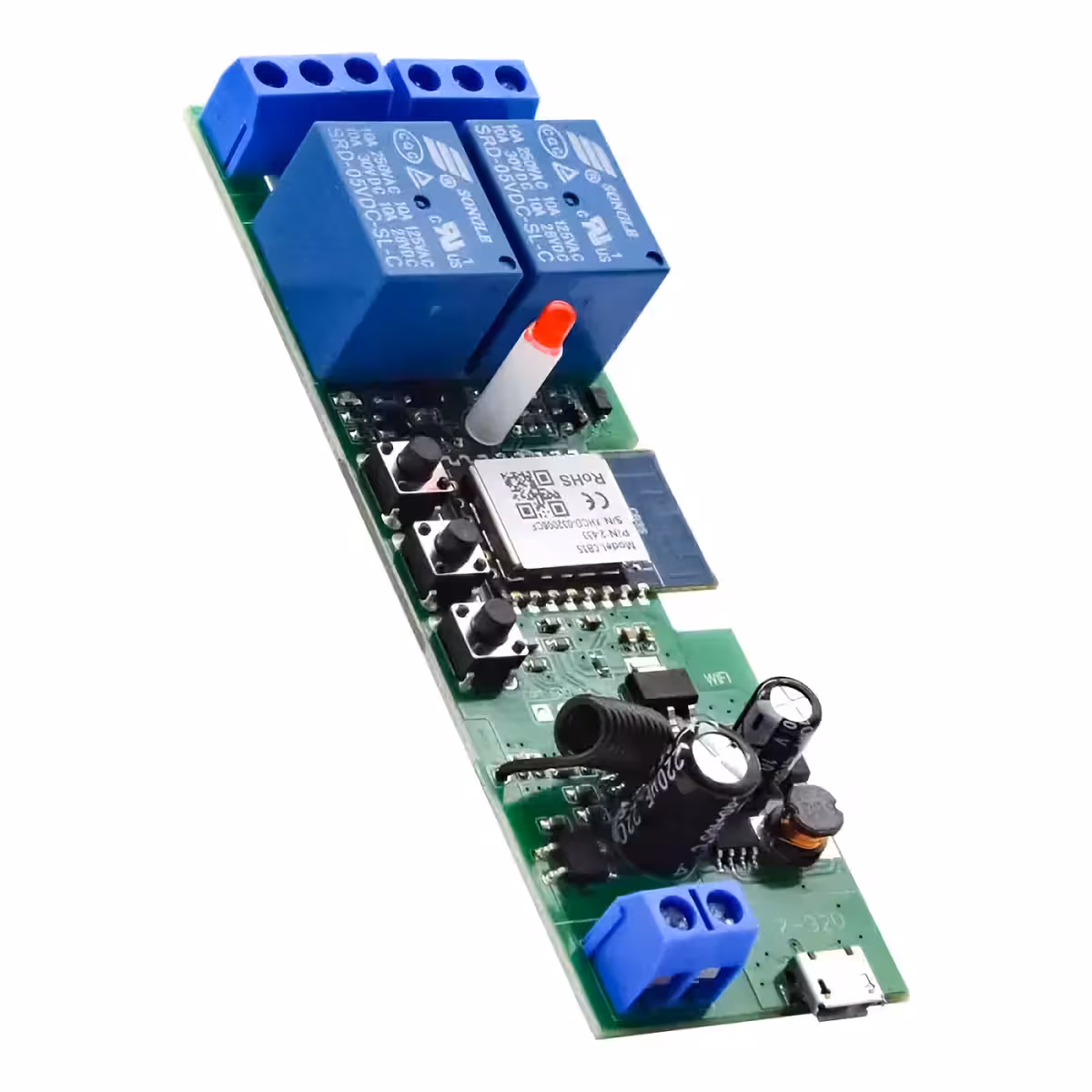 Funkcja inching z regulowanym czasem dla przekaźnika WiFi 2-kanałowego