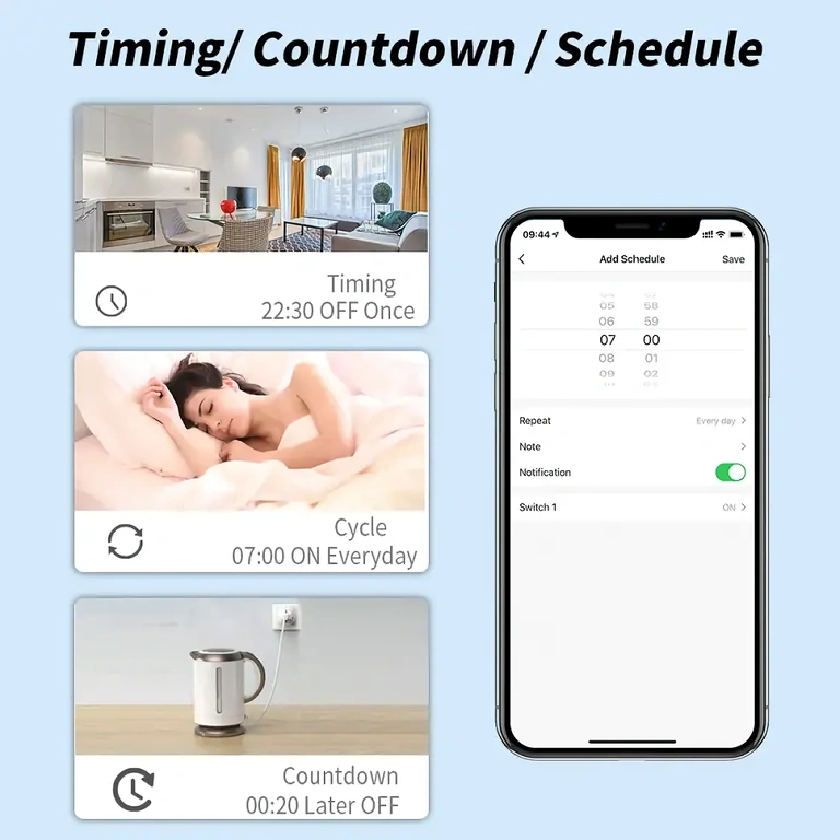 Programare zilnică și săptămânală Priza inteligentă cu funcție de programare pentru control automatizat