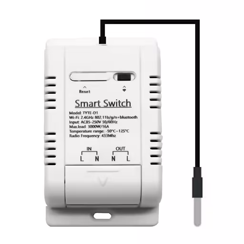 Termostat Inteligentny WiFi z Czujnikiem Temperatury DS18B20 – Automatyczne Sterowanie Tuya Smart, 220V 16A