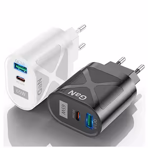 Ładowarka Telefonu i Tabletu 65W GaN USB-C & USB-A – Fast Charger PD QC do iPhone, Samsung, Android