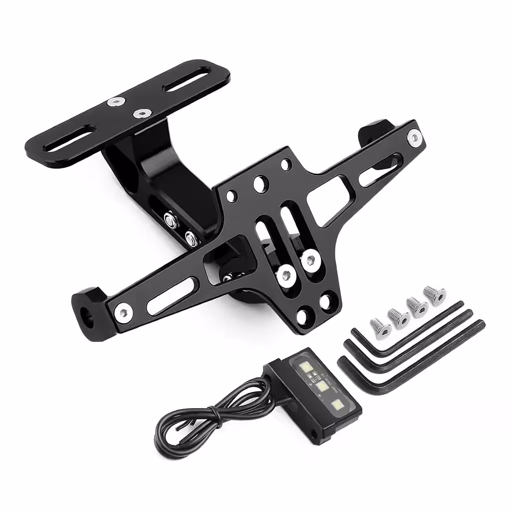 Składany Uchwyt Tablicy Rejestracyjnej do Motocykla z LED, Uniwersalny Sportowy