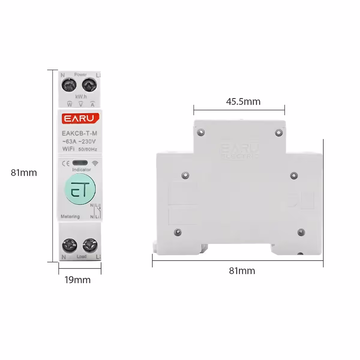 Boční pohled na elektroměr s ochranou svorek pro připojení kabelů