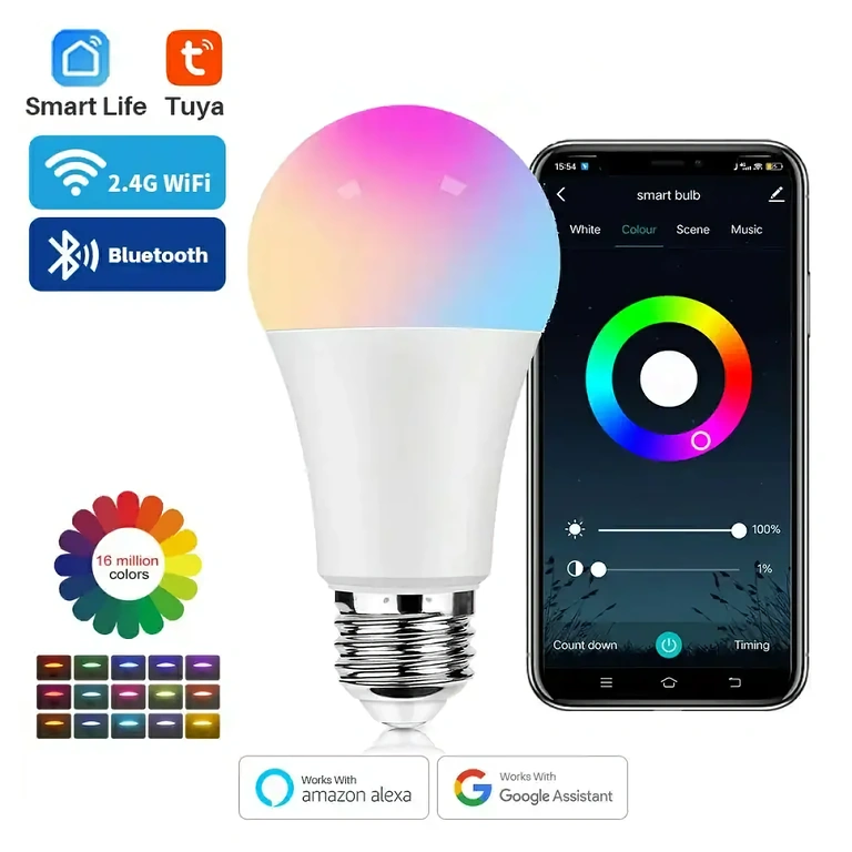 Inteligentna żarówka LED z WiFi i sterowaniem głosowym Żarówka LED z WiFi i sterowaniem głosowym kompatybilna z Alexa i Google Home