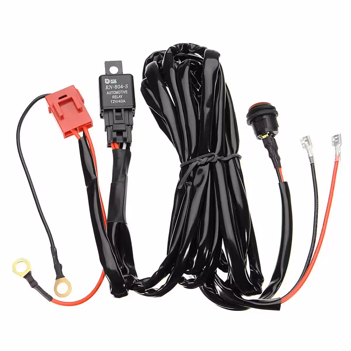 Okablowanie z przekaźnikiem 40A i podświetlanym przełącznikiem do LED