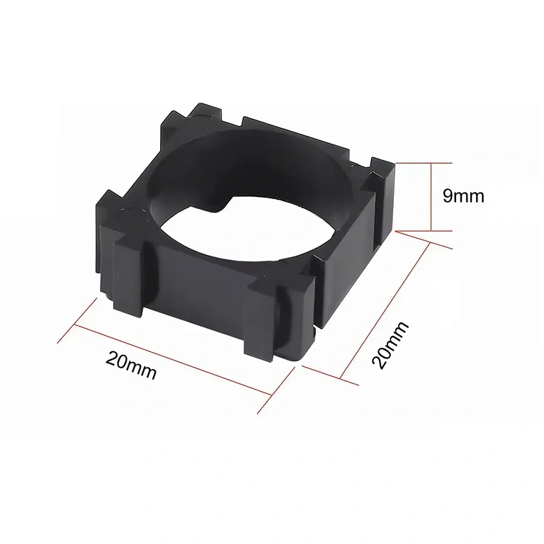 Schemat techniczny z wymiarami modułowego uchwytu dla baterii 18650