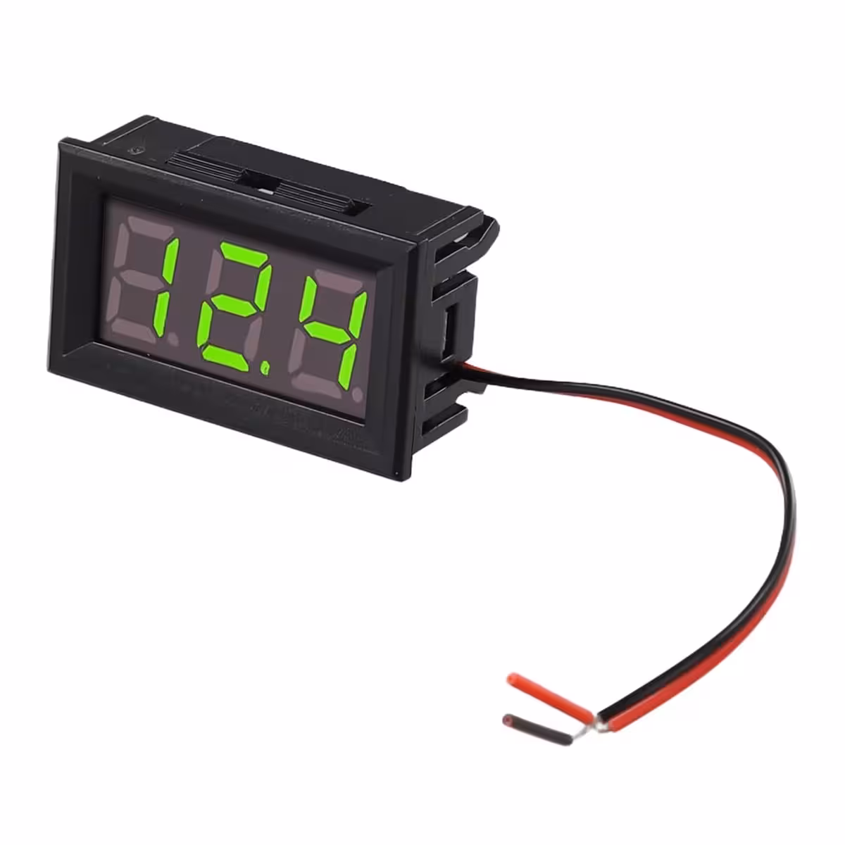 Szczegółowe zdjęcie przewodu cyfrowego woltomierza panelowego 5V-120V, podkreślające jakość i sposób podłączenia