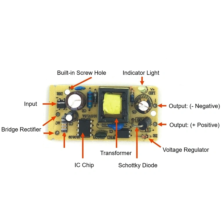 Etykieta techniczna – zasilacz 5V 2A Informacje techniczne z etykiety adaptera zasilania 5V