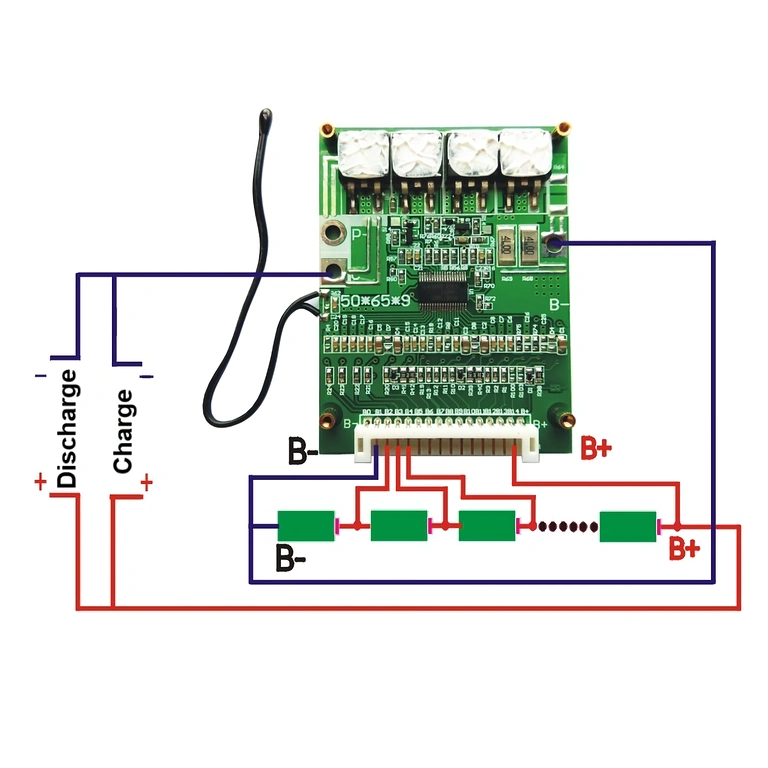 Schemat podłączenia BMS 14S 52V Schemat elektryczny do podłączenia BMS 14S 52V do ogniw Li-Ion