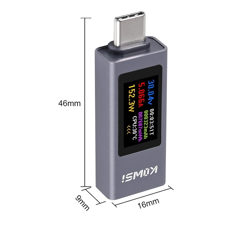 Unghi lateral KWS-2302C USB C Tester KWS-2302C vedere laterală