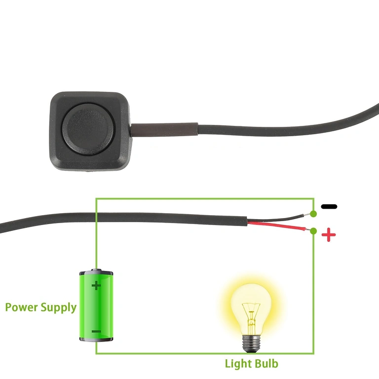 Diagramă de conectare: roșu = plus, negru = minus