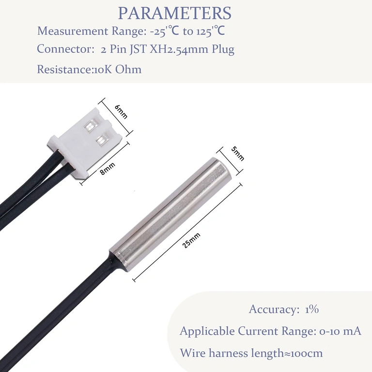 Zestaw 4 czujników NTC 10K do automatyki termicznej